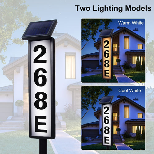 Solar LED House Address Number Door Sign Light Outdoor – Waterproof Digital Indicator Lamp for Villa Lawn Park Landscape Decor, Decorative Guide Light Gift