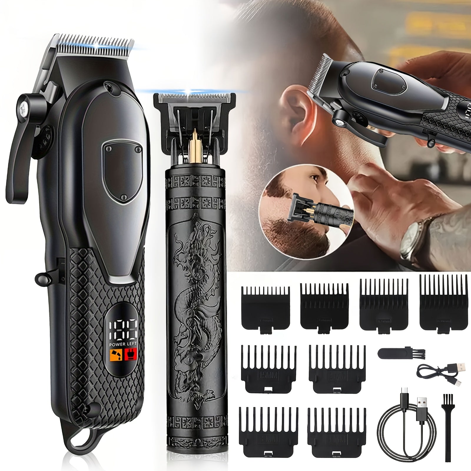 T-Blade Zero Gap Cordless Hair Clipper & Beard Trimmer for Men & Women – USB Rechargeable, LCD Display, Professional Shaver for Home, Barber & Travel Use