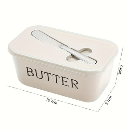 Food Grade PP Butter Dish with Knife - Large Countertop Butter Keeper, Easy-to-Clean Freshness Keeper with Sleek Lid Design for Home Kitchen