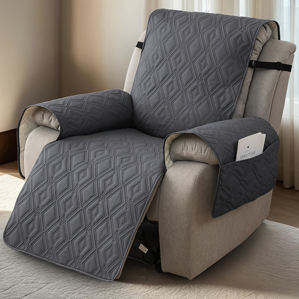 [Fully Recliner Chair Cover] Non-Slip Washable Recliner Chair Cover | Single Piece, Winter Insulation, Furniture Protector for Pets, Pocket