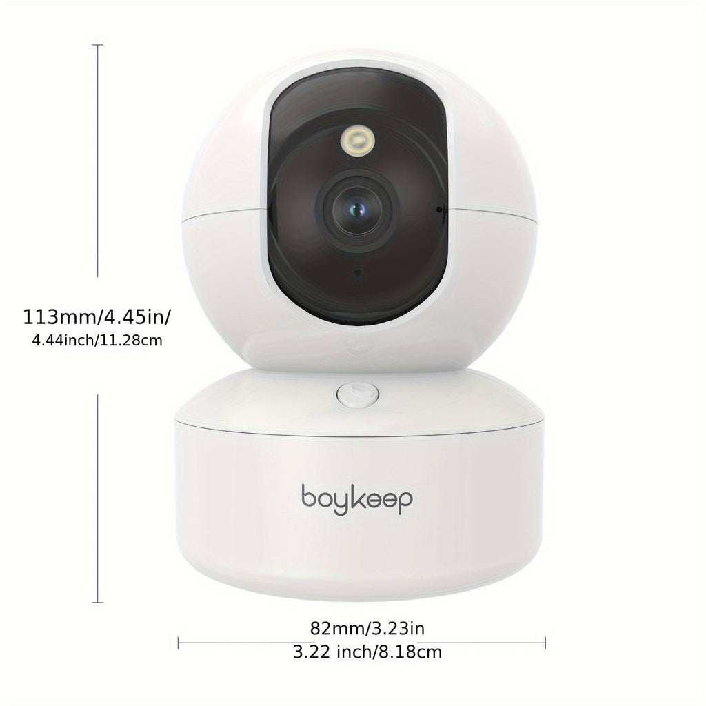 2pcs,BoyKeep 5g/2.4ghz WiFi smart camera, High-definition indoor safety monitor, special safety camera for babies and pets, 360° panoramic surveillance video, night vision, two-way calls, SD card and cloud storage