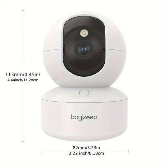 2pcs,BoyKeep 5g/2.4ghz WiFi smart camera, High-definition indoor safety monitor, special safety camera for babies and pets, 360° panoramic surveillance video, night vision, two-way calls, SD card and cloud storage