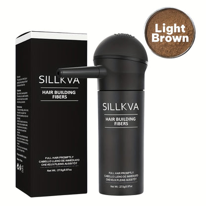 Volumizing Hair Fiber Powder with Applicator - SILLKVA Instant Volume & Natural Coverage for Thinning Hair, Precise Application, 0.97oz, Long-Lasting Hair Thickener for Men & Women