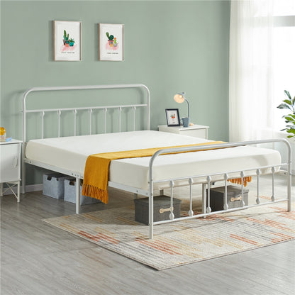Farmhouse Iron Platform Bed Frame High Headboard Footboard Slatted Base 800 lb No Box Spring Underbed Storage - ALDEN DESIGN Classic Bed, Black White, Twin Full Queen, Canada