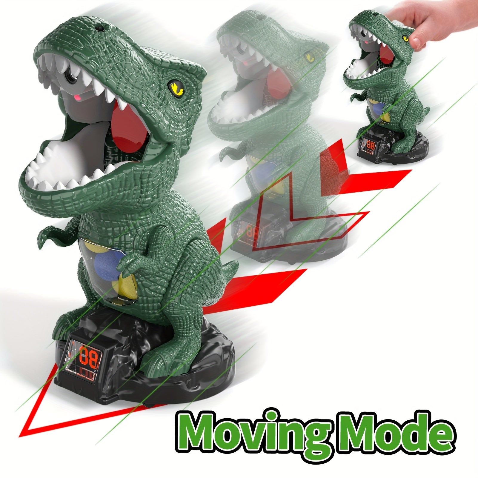 Dinosaur Shooting Game Toy with 48 Bullets Googles & 2 Launchers, Movable Dino Shooting Toy with Sound Light & Spray Boys Toys for 3 Ages And Up