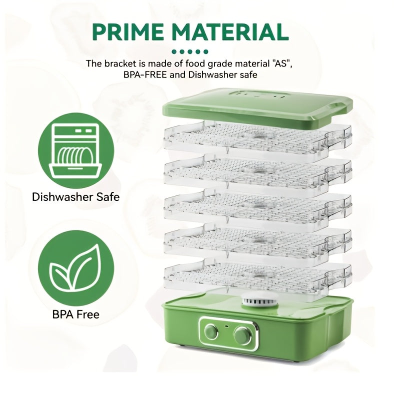 5-Tray Food Dehydrator Machine with Digital Timer & Thermostat – For Jerky, Fruits, Herbs, Veggies, Yogurt & Pet Treats, Energy-Saving, Ultra-Quiet, Dishwasher-Safe Trays