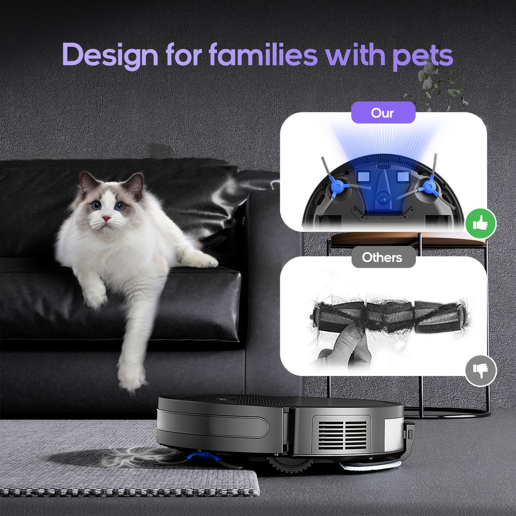 Robotic Vacuum Cleaner And Mop Combo, App/Voice Control, 2-In-1 Robot Vacuum, 5000Pa Max Power Suction, Scheduled Cleaning, Automatic Recharge, for Pet Hair, Low Pile Carpet