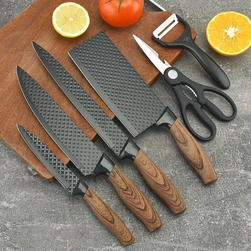 7pcs Kitchen Tool Set, Including Stainless Steel Kitchen Knives, Fruit Knives, Chicken Bone Scissors, Etc., Essential Items for Home Kitchens And Restaurant Cooking
