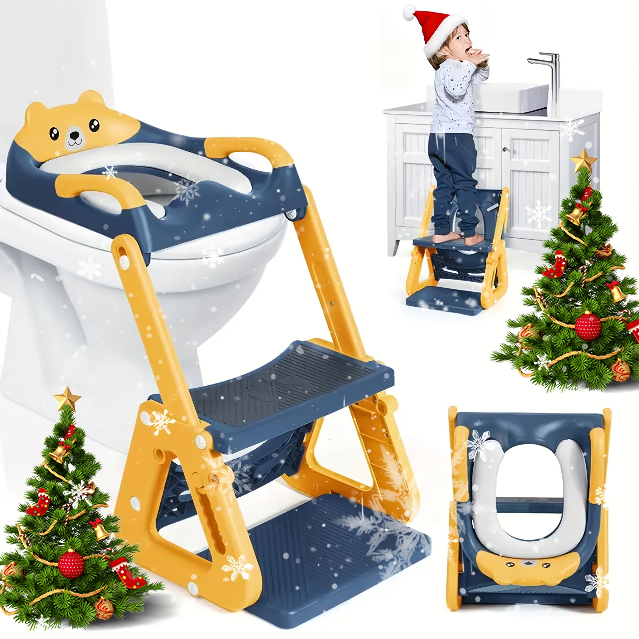 Stability Potty Training Toilet Seat with Step Stool 2-in-1 for Toddlers Boys & Girls – Adjustable Ladder & Seat Height, Splash Guard, Anti-Slip Pad, Grey – Safe & Sturdy Kids Toilet Trainer