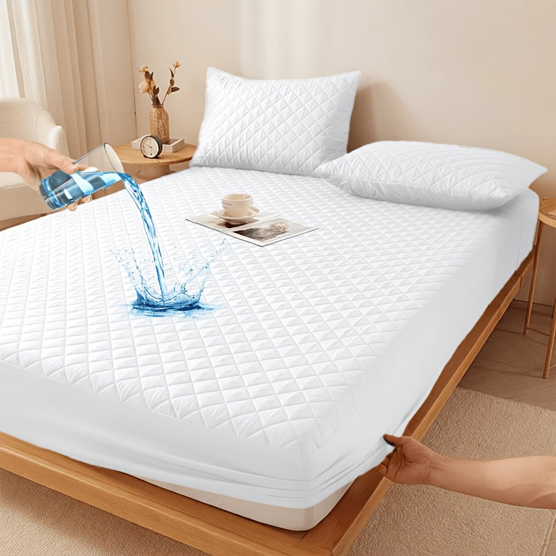 Waterproof Mattress Protector with Embossed Design – Non-Slip Thickened Cover, 21" Deep Pocket, Optional Pillowcase, Twin Full Queen King, 19 Colours