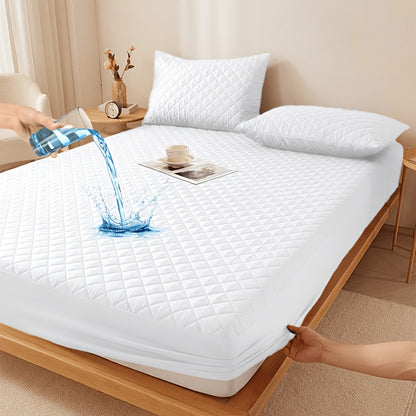 Waterproof Mattress Protector with Embossed Design – Non-Slip Thickened Cover, 21" Deep Pocket, Optional Pillowcase, Twin Full Queen King, 19 Colours