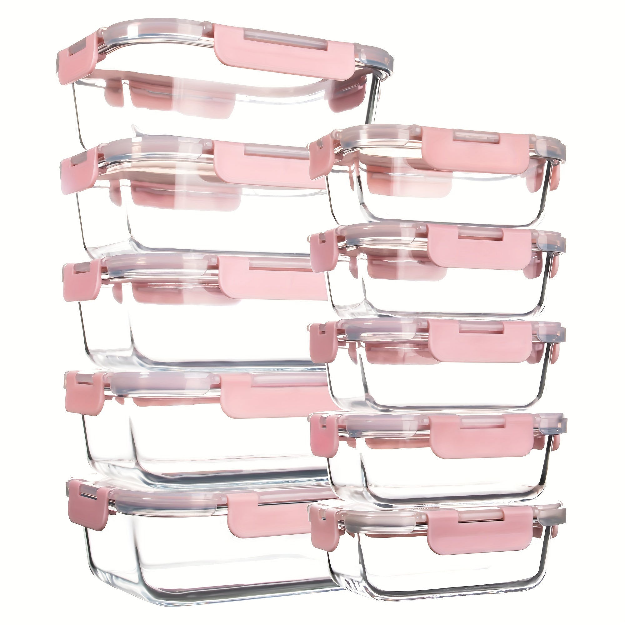 Glass Meal Prep Containers 10-Pack with Sealing Lids – Leak-Proof Food Storage Set, Dishwasher, Microwave & Fridge Safe, BPA-Free Kitchen Organizer for Lunch, Leftovers & Batch Cooking