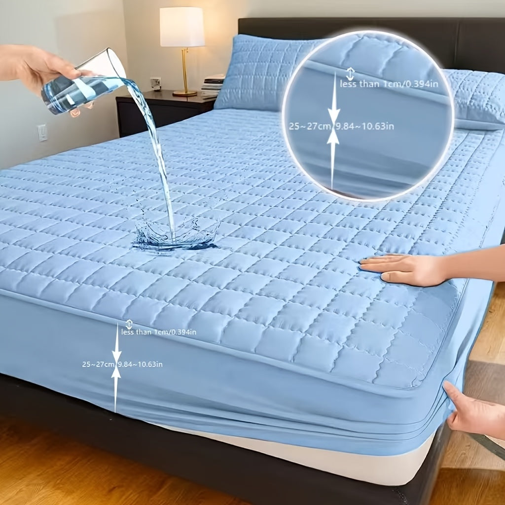 1pc Quilted Cooling Mattress Protector, 9-15" Deep Pocket, Waterproof, Machine Washable - Home Bedding, Pillowcase Not Included
