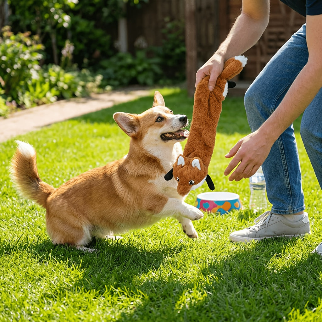 Crinkle Squeaky Dog Toys 5-Pack – No Stuffing Plush Animal Chew Toys for Large & Medium Dogs, Multi-Colored Soft Squeaky Doggie Toy Set