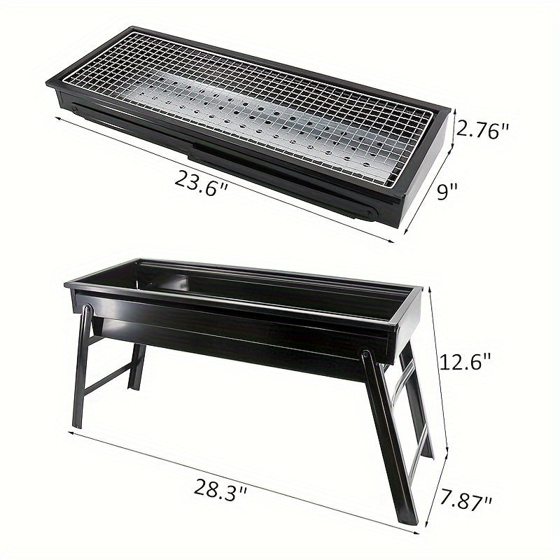 Charcoal Grill, Portable for Barbecue, Folding BBQ Grill, Small for Outdoor Camping Hiking Picnics Traveling 24''x13''x9''