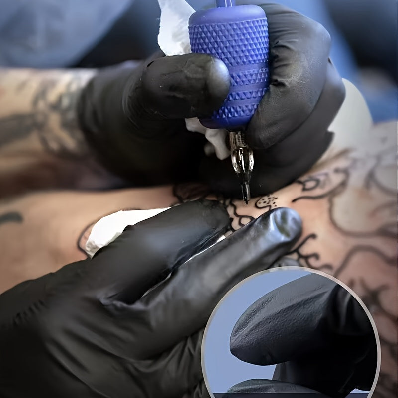 100pcs of Black Disposable Nitrile Gloves - -Free And Powder-Free, Ideal for Tattooing, Manicures, And Salon Cleaning, Disposable Apparel