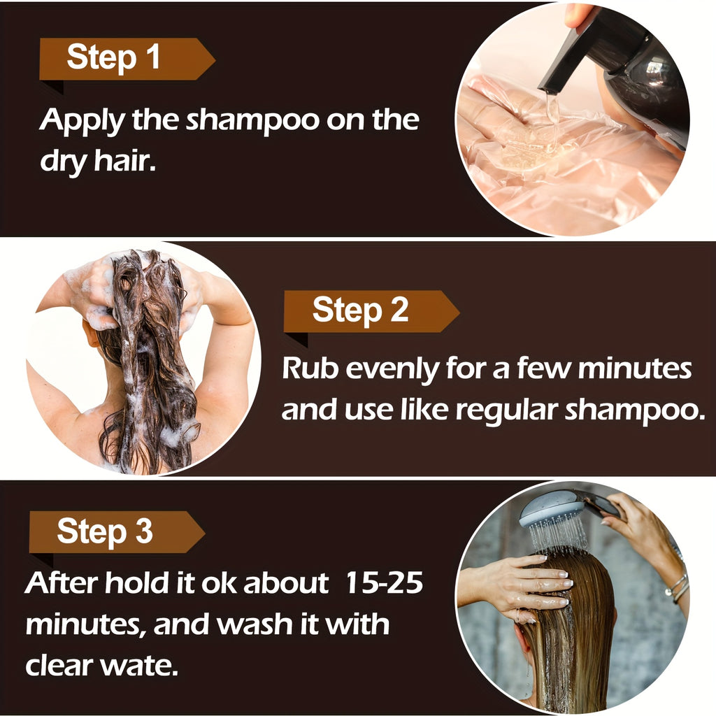 Hair Dye Shampoo for Grey Hair 3-Pack - Herbal Natural 3-in-1 Instant & Long-Lasting Gray Hair Coverage Shampoo for Men & Women, Plant Squalene Formula for All Hair Types