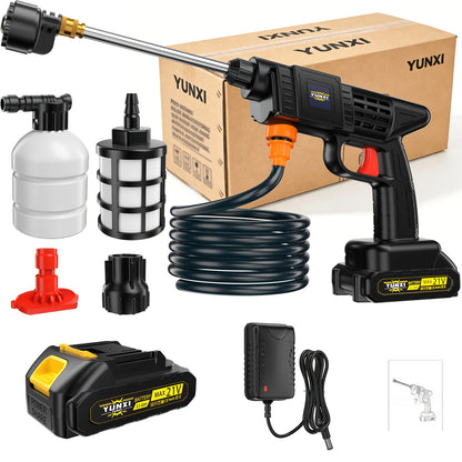 Cordless Lithium-Ion Pressure Washer Gun Portable High-Pressure Cleaning Machine with Ergonomic Grip, Rechargeable Battery – Ideal for Car Wash, Patio, Garden & Courtyard Outdoor Cleaning, Lightweight Handheld Design