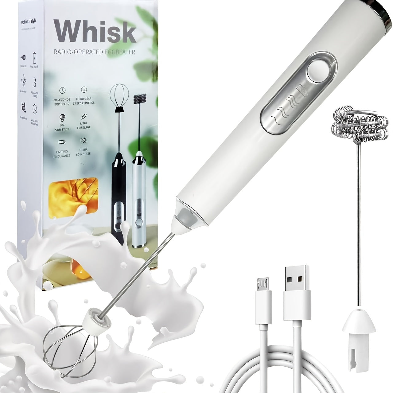 Cordless Electric Hand Mixer USB Rechargeable – Mini Handheld Egg Beater with 2 Detachable Whisks, 3 Speed Modes, Portable Kitchen Baking Mixer for Home | ShopVora CA
