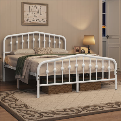 Metal Platform Bed Frame with Arched Headboard Footboard Queen Full Twin No Box Spring 800 lb Capacity Underbed Storage - ALDEN DESIGN Modern Bed, Black White, Canada