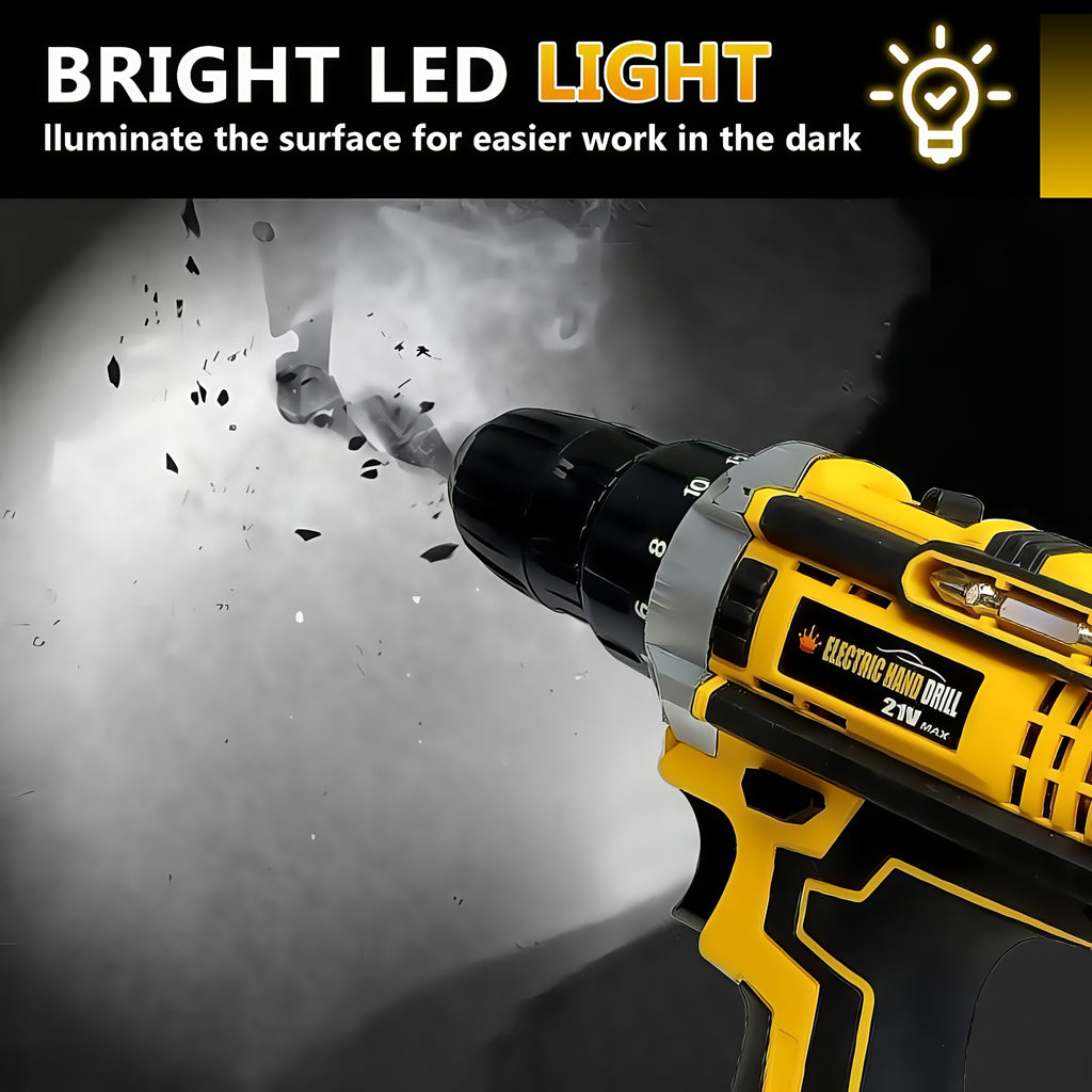 Lithium-ion Cordless Drill Set, Includes Battery and Charger, Features a 3/8-inch Keyless Chuck, Variable Speed, 16-position Settings, and 24 Drill Bits. Available in Red/yellow/blue. Ideal for Home Power Tools and Automotive Repair