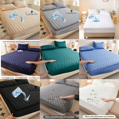 Waterproof Mattress Protector with Embossed Design – Non-Slip Thickened Cover, 21" Deep Pocket, Optional Pillowcase, Twin Full Queen King, 19 Colours
