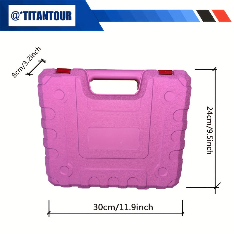 Industrial Power Tool Set 24pcs Pink Brushless Drill OR 65pcs CrV Tool Kit | 21V Dual Li-ion(2×1200mAh) | 18+1 Precision Torque | Steel Construction/Production Maintenance | Professional Anti-Shock Case