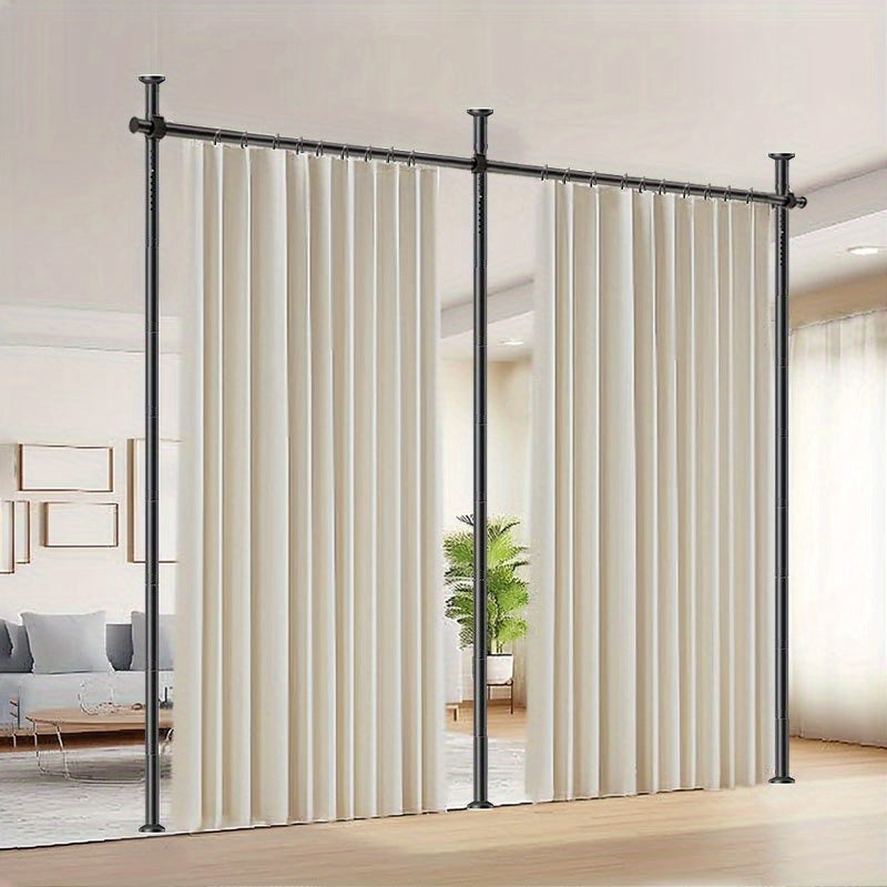 Tension Curtain Rod Floor to Ceiling No Drill – Adjustable Heavy Duty Freestanding Room Divider, 28-139" Wide 48-120" High, 55lb Capacity, Black & White | Canada