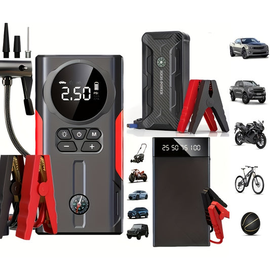 Portable Car Emergency Jump Starter - 12V Battery Power Bank - with Flashlight - Suitable for Cars, Motorcycles, Vehicle Emergency Jump Starters, Cars, Pickup Trucks, Bicycles, Etc. Portable Car Battery Booster, Quickly Start Your Vehicle