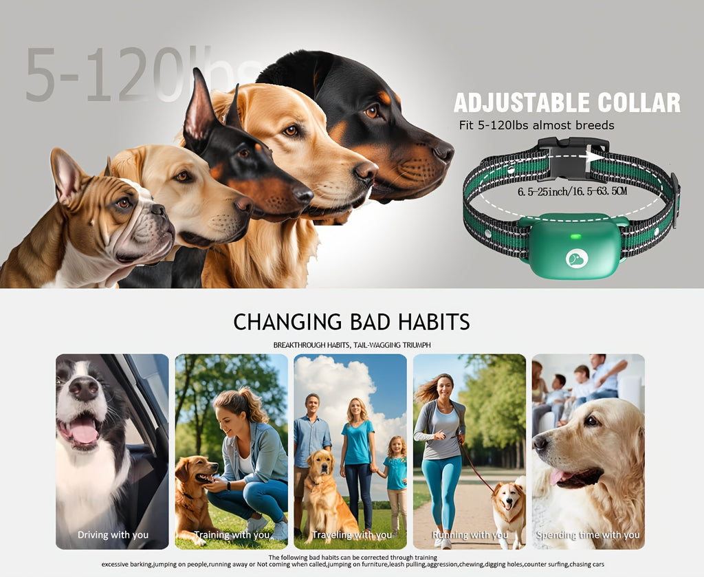 Remote Dog Training Collar with Electric Shock, Vibration & Bark Alarm Suitable for Large/Medium Dogs, Shockproof Collar with Receiver, Training Icons & Modes for Obedience, Tracking, Behavior