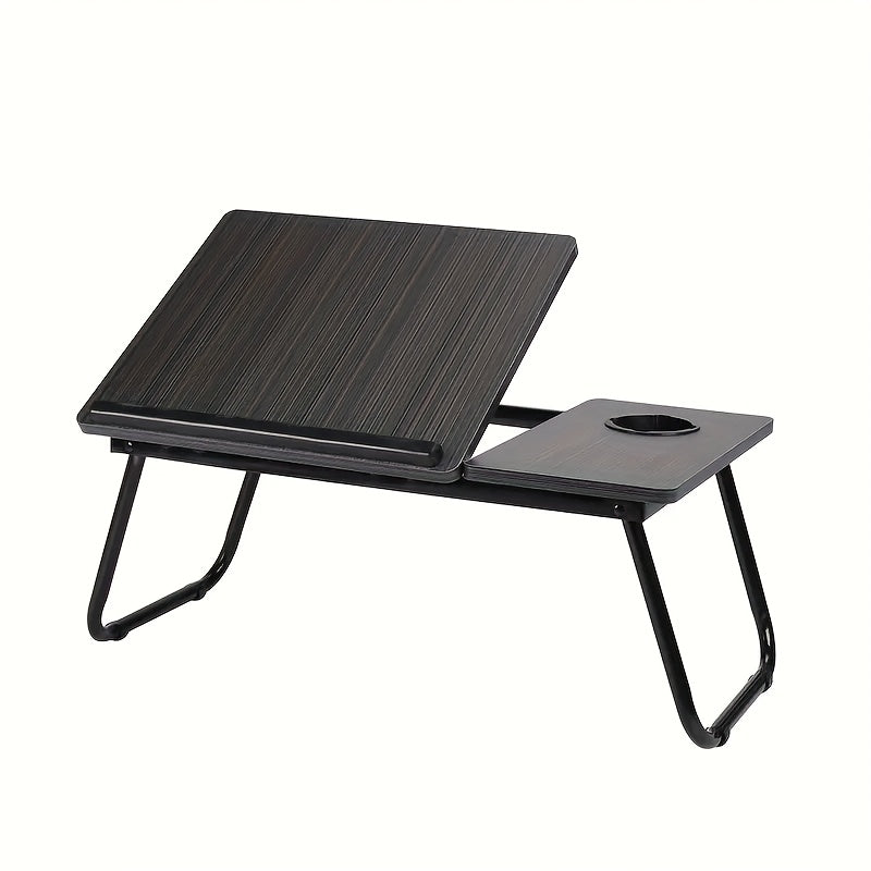 Foldable Laptop Bed Desk with USB Port – Portable Adjustable Lap Tray Table for Sofa Couch Floor, No Assembly, Study Work Eating Reading, Black Pink Walnut White