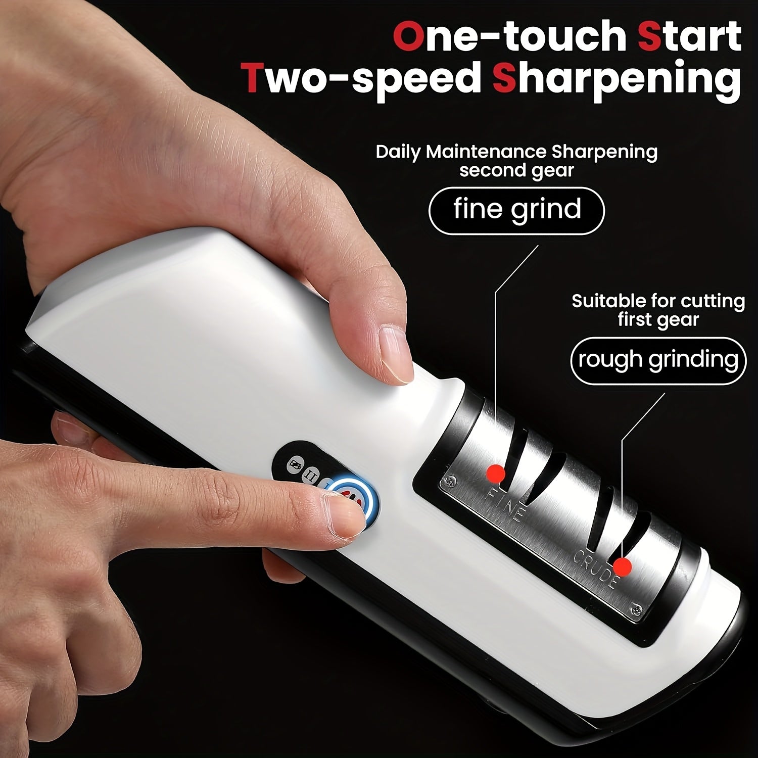 [Professional Electric Knife Sharpener] USB Rechargeable Professional Electric Knife Sharpener | Suitable for Sharpening and Polishing Kitchen Knives, Chef's Knives, Slicing Knives, Santoku Knives, Paring Knives, and Ceramic Knives
