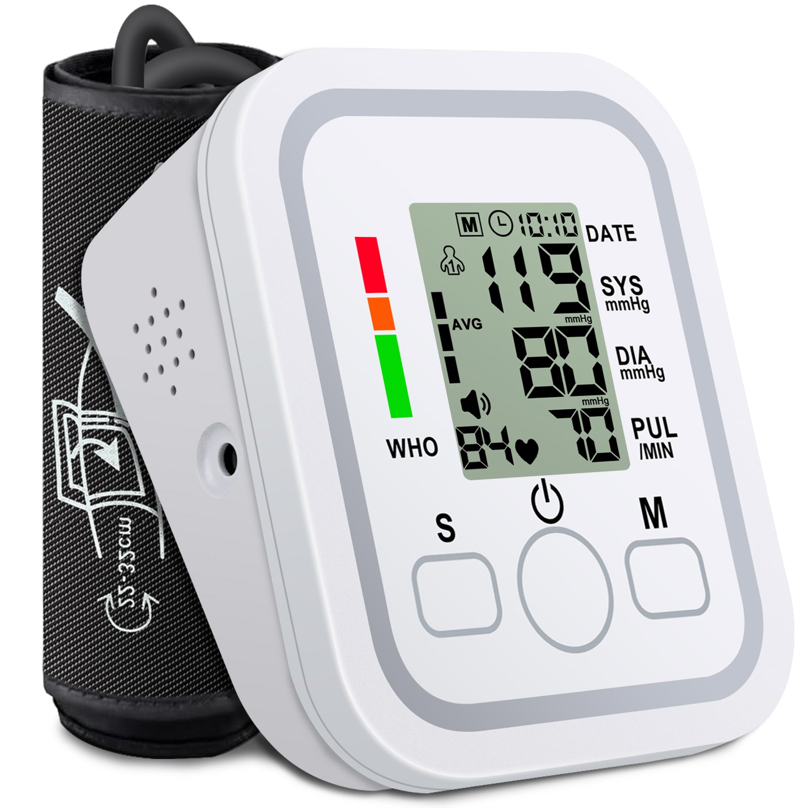 All-in-One Portable Upper Arm Blood Pressure Monitor | Large LCD Display, One-Touch Operation, Voice Reports, Hypertension Alerts, 2x99 Memory, Adjustable Cuff | Home & Travel Essential, Ideal for Seniors, Pregnant Women, Blood Pressure ManaSynthetic