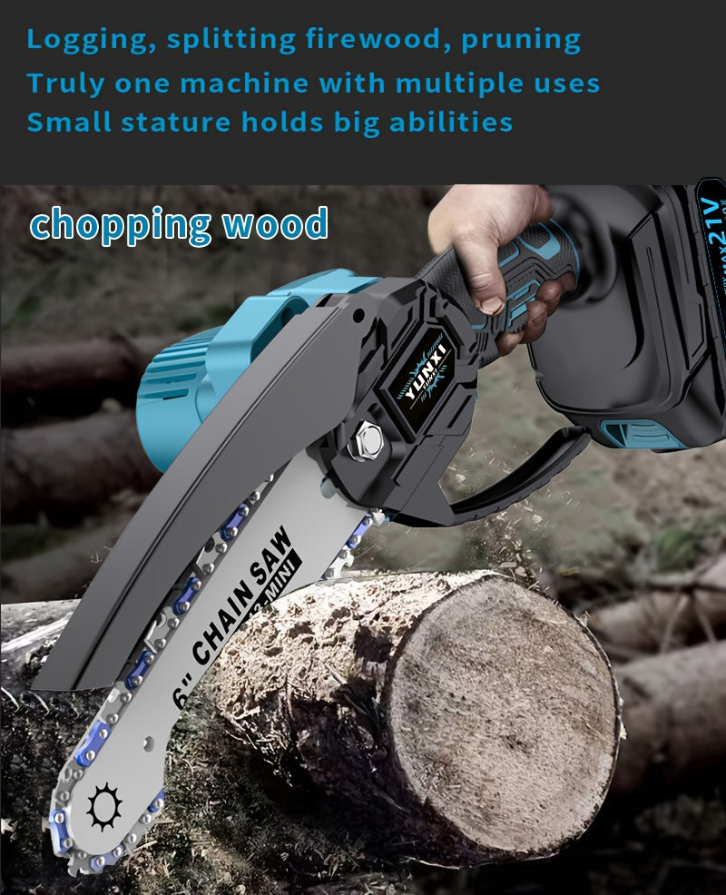 21V Cordless Chainsaw – Lightweight Handheld Electric Branch Saw with Safety Lock & Splash Guard – Portable Tree Pruning Saw for Yard, Garden & Home – Gift for Men