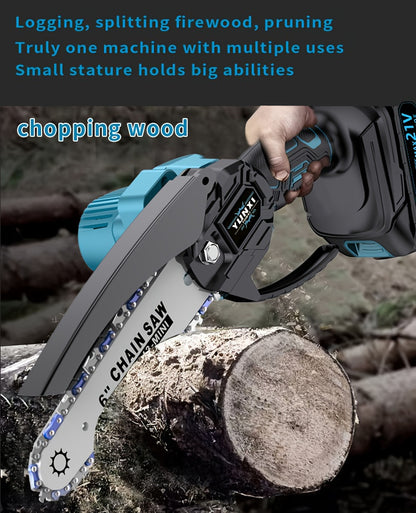 21V Cordless Chainsaw – Lightweight Handheld Electric Branch Saw with Safety Lock & Splash Guard – Portable Tree Pruning Saw for Yard, Garden & Home – Gift for Men