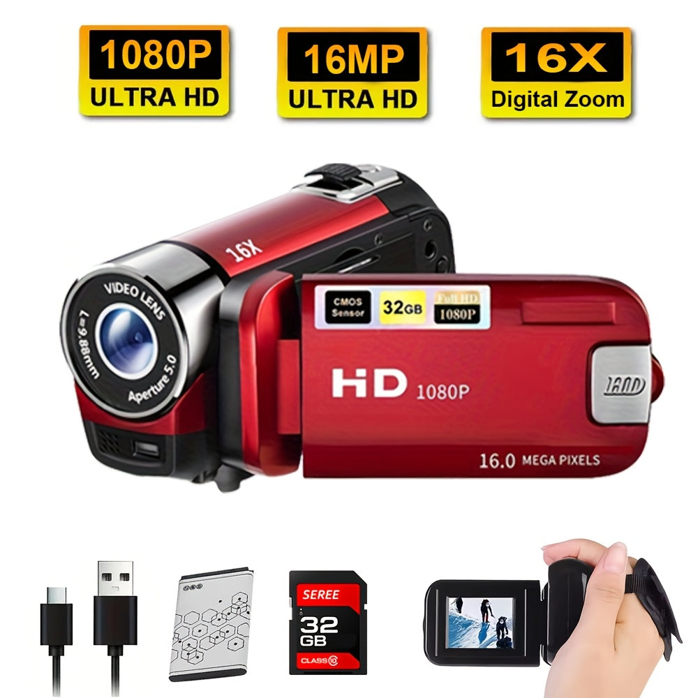 Latest 270° LED Flip Screen Digital Camera | Camera for Photography (cameras, Camaras Fotograficas): 16x Zoom, 1080P Full HD, 2.7" Display, HD Wide Angle Lens. Perfect for Outdoor Shooting, One-Touch Photo Upload to Phone, 2-in-1 Camera & Camcorder