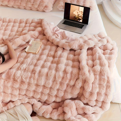 Faux Fur Heavy Plush Throw Blanket – Super Soft Warm Cozy Fleece Blanket for Couch Bed & Travel, All-Season Gift Blanket