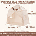 Kids Play Tent with Mat, Star Lights & Tissue Garland – Large 52"x35"x52" Indoor Outdoor Playhouse with Windows for Girls & Boys, Toddler Tent, Washable, Complete Imaginative Play Set