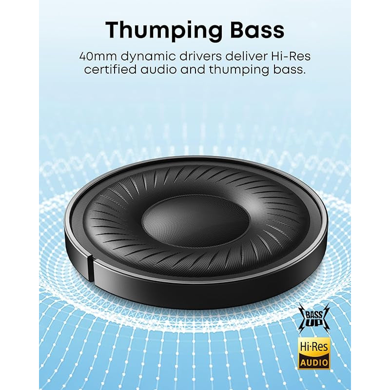 soundcore by Anker Q20i Hybrid Active Noise Cancelling Headphones, Wireless Over-Ear Bluetooth, 40H Long ANC Playtime, Hi-Res Audio, Big Bass, Customize via an App, Transparency Mode, Ideal for Travel (Renewed)