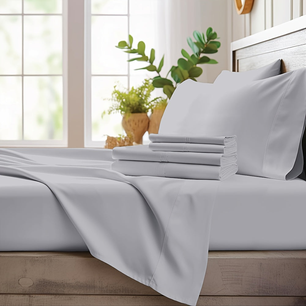 Extra Deep Pocket Cooling Bed Sheets Set – Breathable Wrinkle-Free Soft Bedding for Kids, Women & Men – Hotel Luxury Fitted Sheet Set, Light Blue, Twin Full Queen King