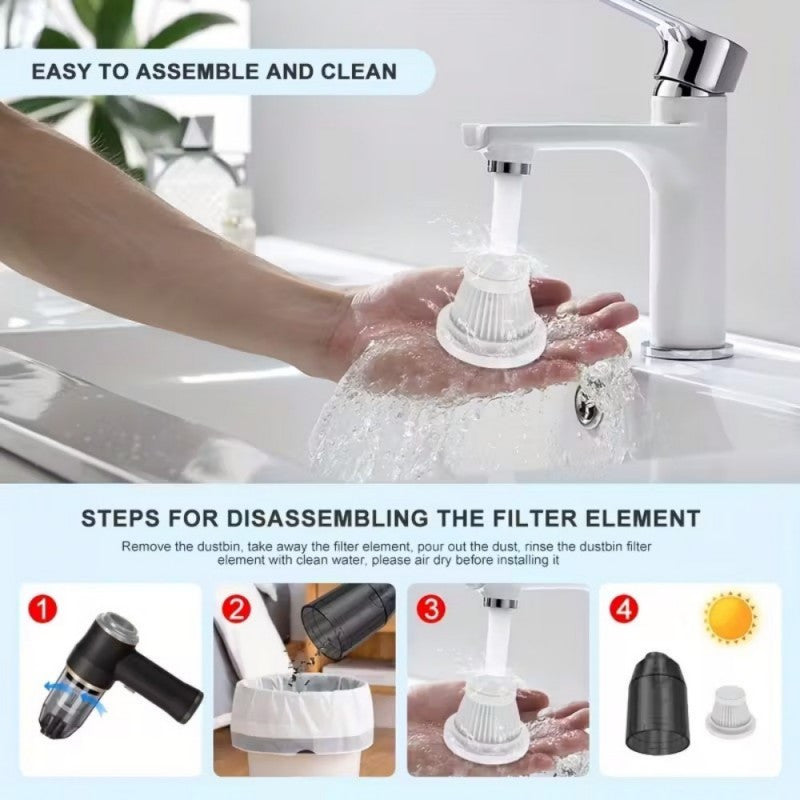 Handheld Vacuum Cleaner Portable Blow and Suction with Side Brushes Anti-Tangle Hair Design Detachable Crevice Tool Low Noise 40dB 7Kpa Suction Power Suitable for Blow & Suction for Cars Home & Office DustIncludes a Crevice Tool | Valentine's Day and New