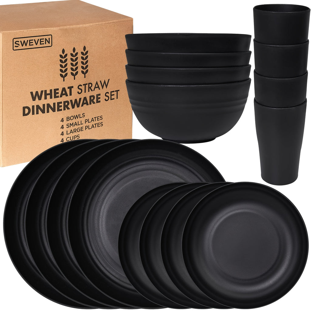 16/32pcs Kitchen Dinnerware Set, Includes Dinner Plates/dessert Plates/cereal Bowls/cups, Dishwasher And Microwave Safe, Durable And Lightweight Plastic, Camping Essential, Family Dinnerware, Holiday Gift, Local Warehouse.