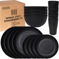 16/32pcs Kitchen Dinnerware Set, Includes Dinner Plates/dessert Plates/cereal Bowls/cups, Dishwasher And Microwave Safe, Durable And Lightweight Plastic, Camping Essential, Family Dinnerware, Holiday Gift, Local Warehouse.
