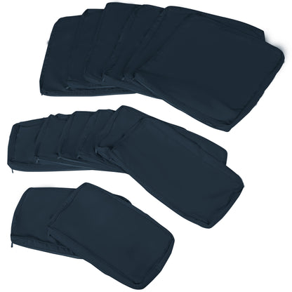 Outdoor Cushion Covers 14 Pcs Replacement for Rattan Sofa Set Polyester Waterproof Dustproof Machine Washable Zipper Closure Navy Blue - Patio Garden Furniture Covers, Canada
