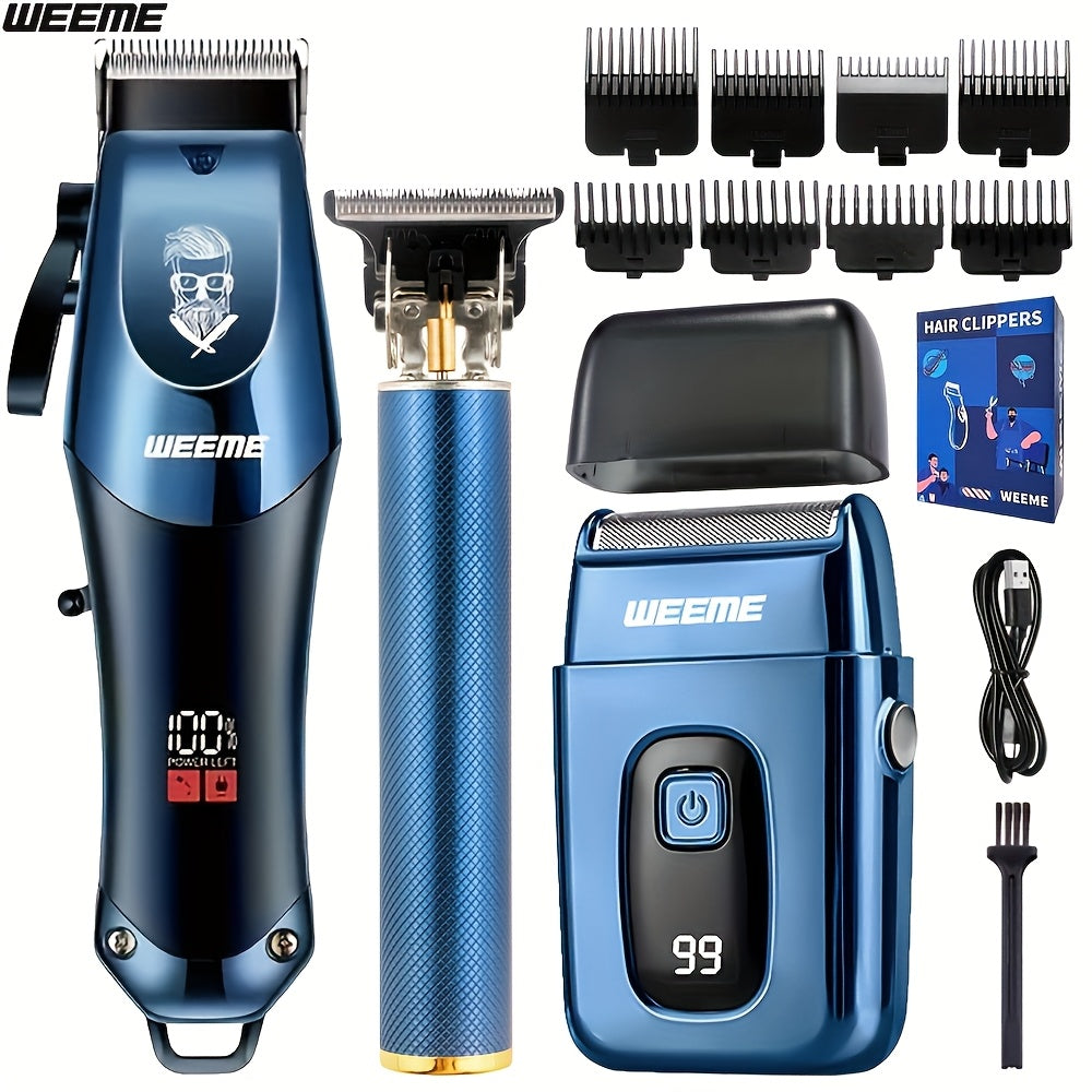 Professional Hair Clipper Set with T-Blade Zero Gap Trimmer – USB Rechargeable LCD Display, 2pcs/3pcs Men’s Electric Hair Cutting Kit, Portable Home Travel Grooming, Father’s Day Gift | ShopVora CA