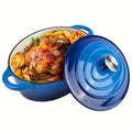 Enamel Oval Dutch Oven, Covered Cast Iron Dutch Oven, with Double Handles, for Baking Bread, Cooking, Frying, And Stewing, Non-stick Enamel Coated Cookware