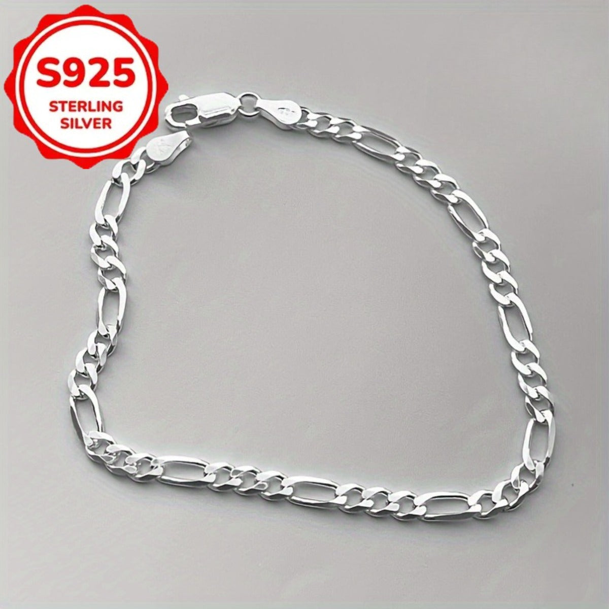 5pcs S925 Pure Silvery Figaro Chain Bracelet - Perfect Gift for Men and Women, Classic Hip Hop Style, Suitable for Daily/ Party Wear, Neutral Accessories, Daily Jewelry, Eternal Design, Fashion Accessories, Exquisite Craftsmanship, Durable Jewelry