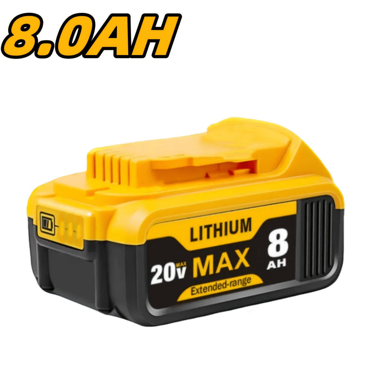8.0Ah 20V Lithium-Ion Replacement Battery Compatible with DeWalt DCB200 DCB205 DCB206 – High Capacity 20V MAX Battery for DCD DCF DCG DCS Drills Saws Grinders, 1-Pack 2-Pack 4-Pack 6-Pack
