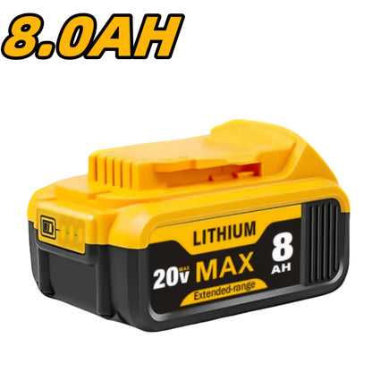 8.0Ah 20V Lithium-Ion Replacement Battery Compatible with DeWalt DCB200 DCB205 DCB206 – High Capacity 20V MAX Battery for DCD DCF DCG DCS Drills Saws Grinders, 1-Pack 2-Pack 4-Pack 6-Pack