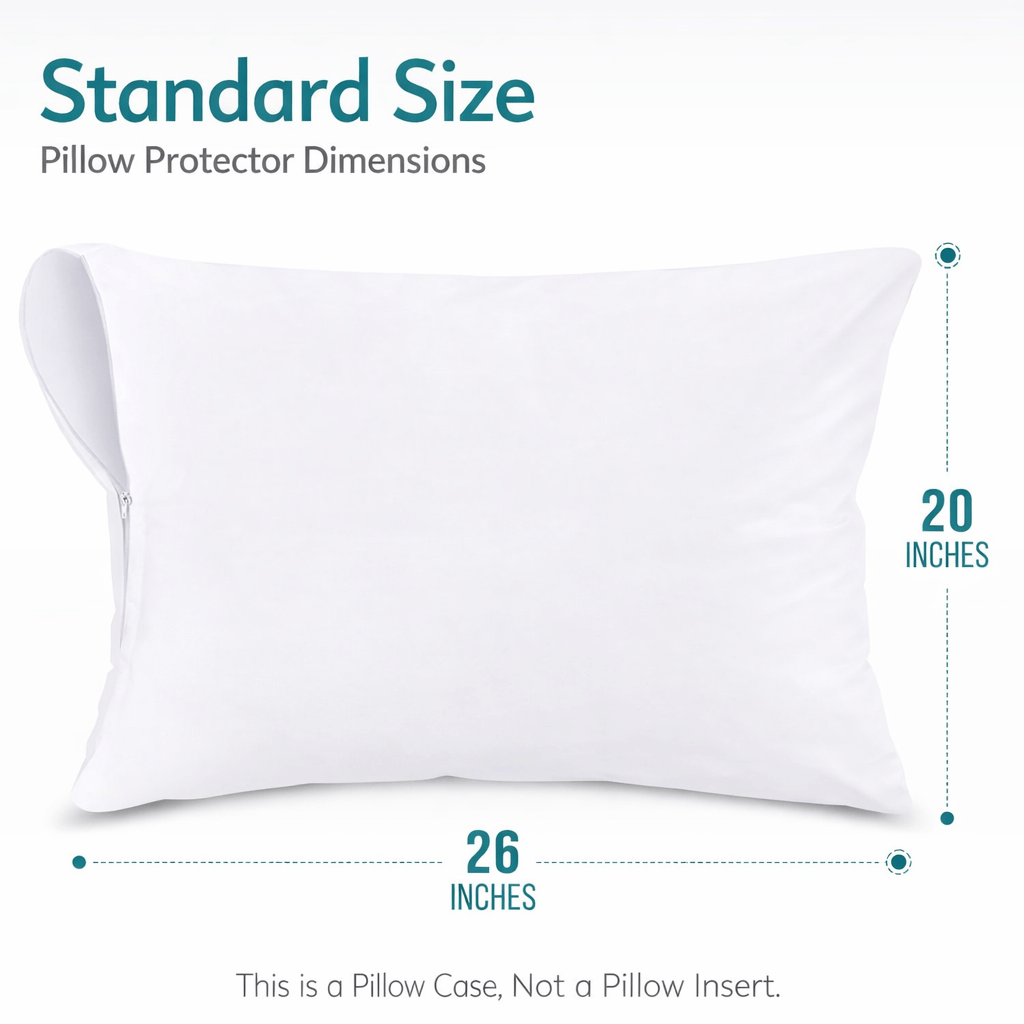 Pack of 4 Waterproof Zippered Pillow Protector, Soft and Nioseless Pillow Protector with Zipper - Waterproof and Machine Washable - Breathable Pillowcases - Protects Pillows from Dirt, Dust and Debris - Zippered Pillow Encasement, Available in Queen, Stan